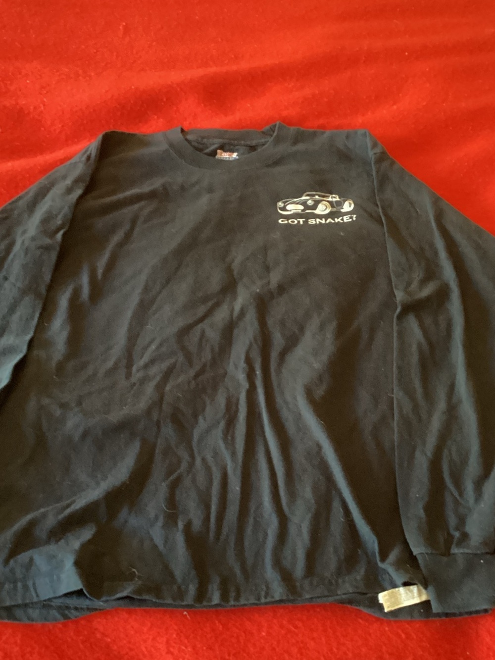 Hanes Black Long Sleeve Tee with Small White Car Graphic